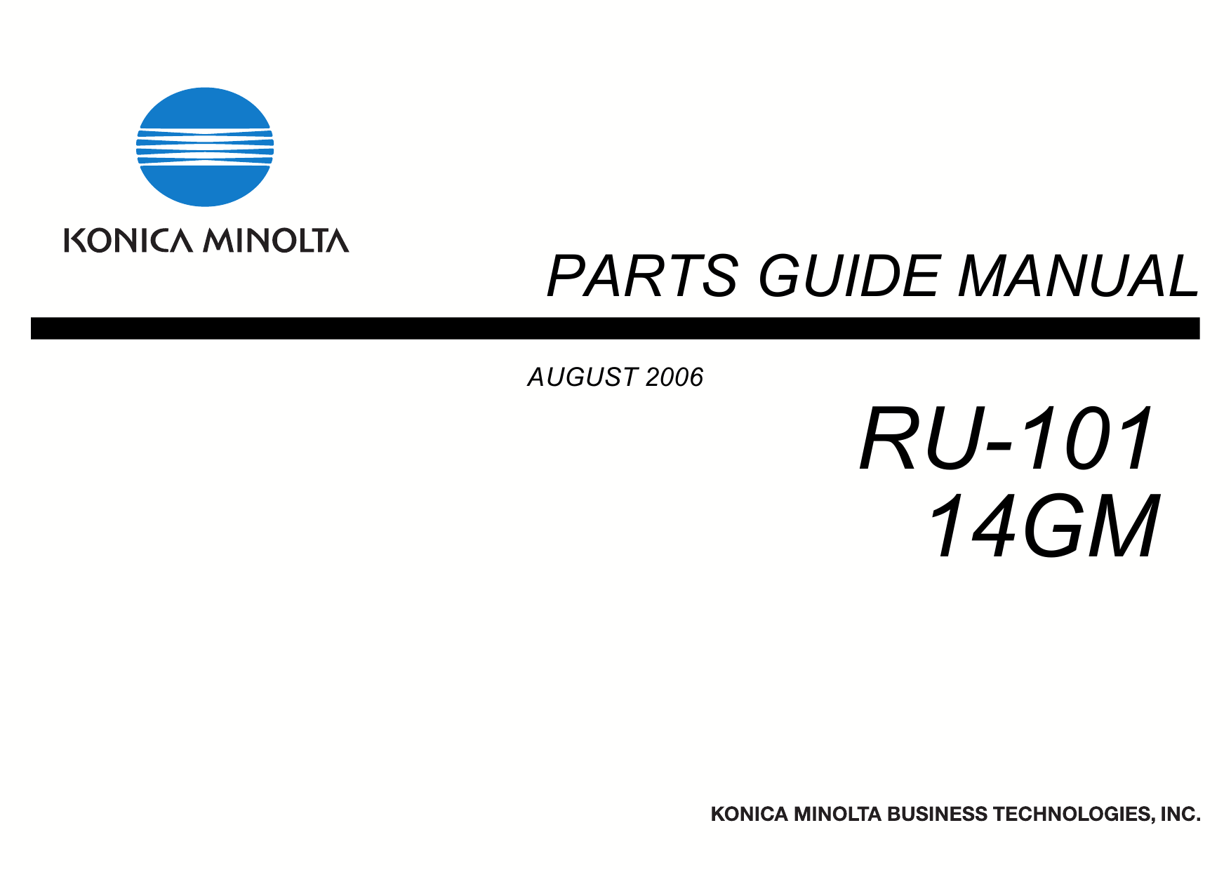 Konica-Minolta Options RU-101 14GM Parts Manual-1
